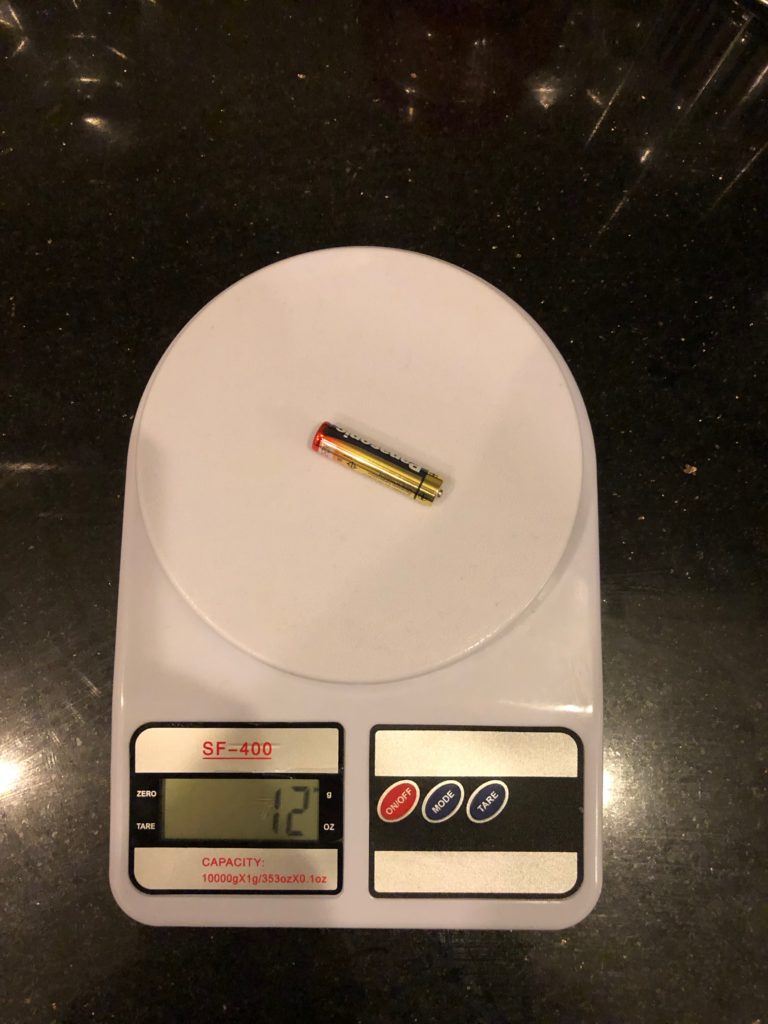 Hmotnost baterie AAA