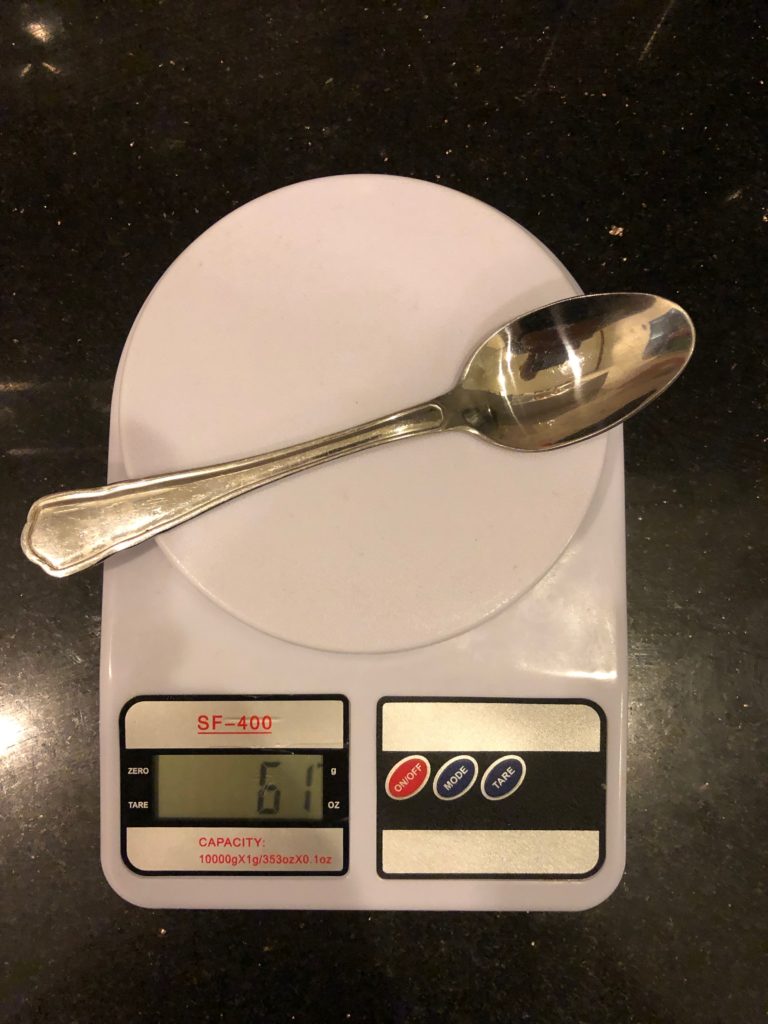 hmotnost polévkové lžíce