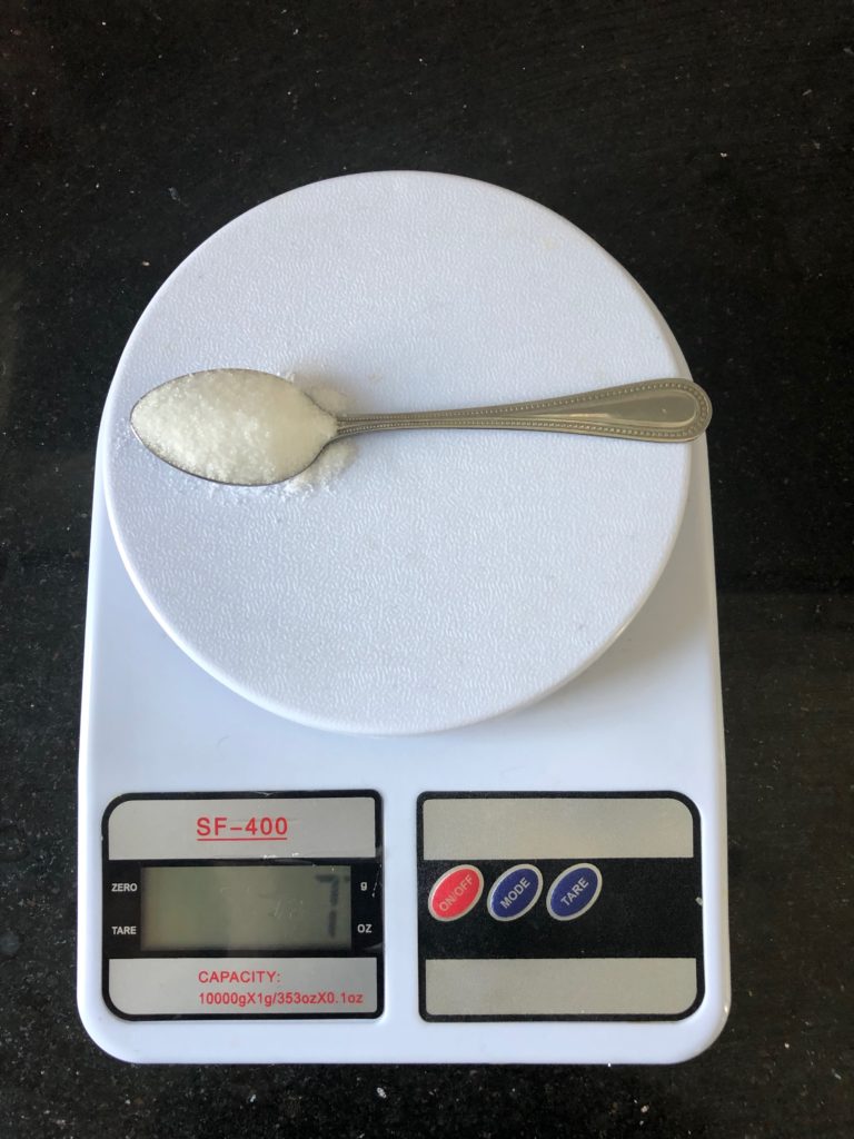 the weight of a teaspoon of salt