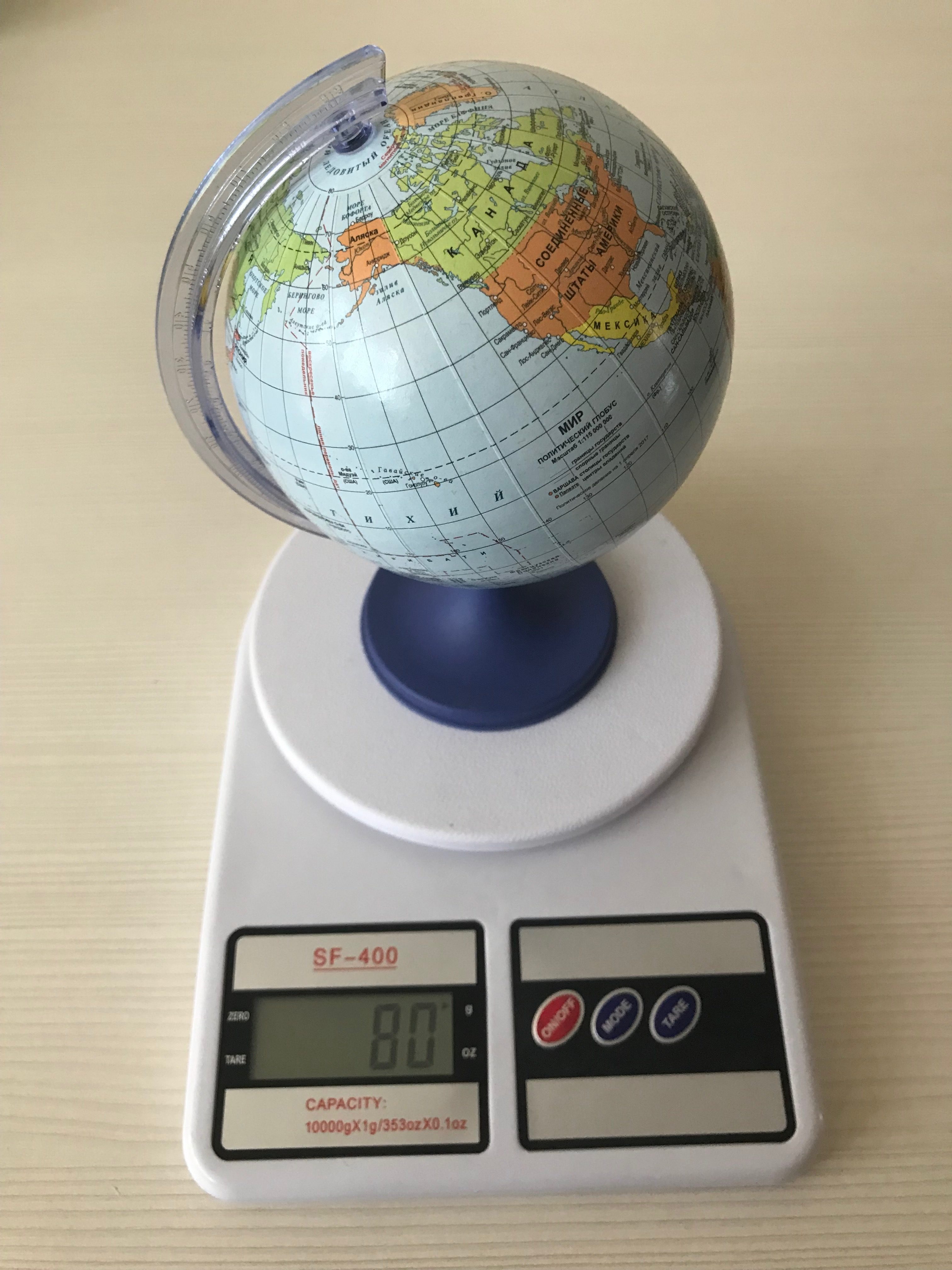 How much does the globe weigh (plastic, medium size)?