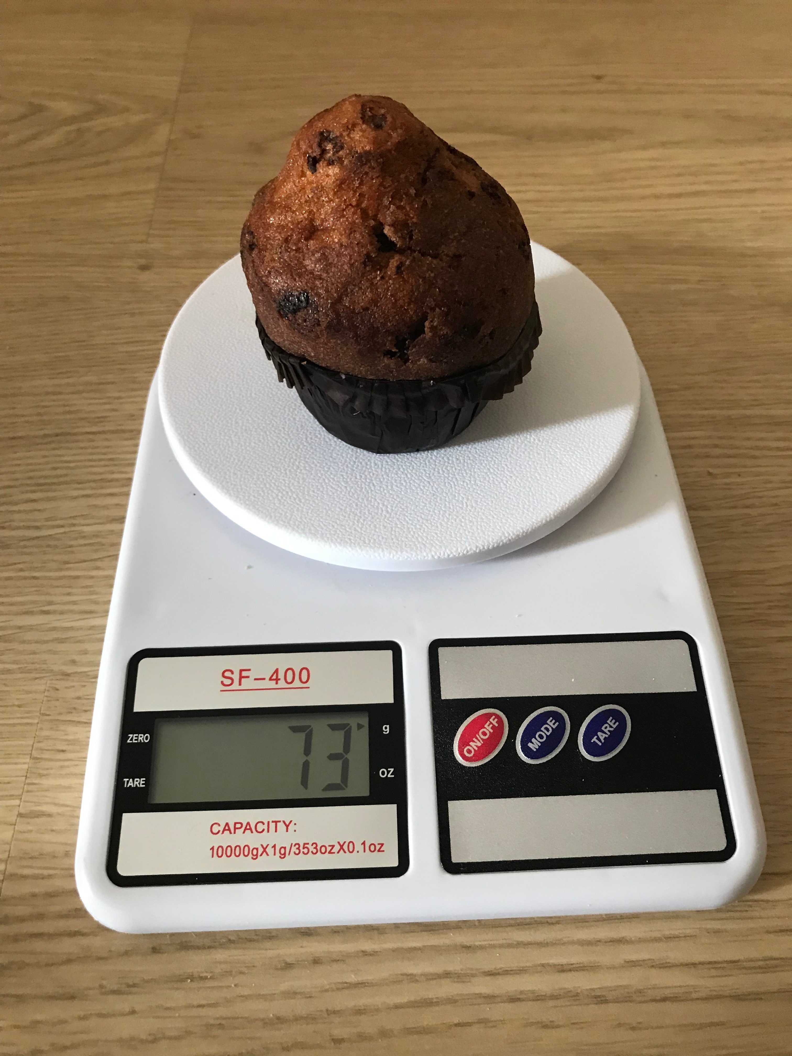 How much does a paper-wrapped chocolate cupcake weigh?