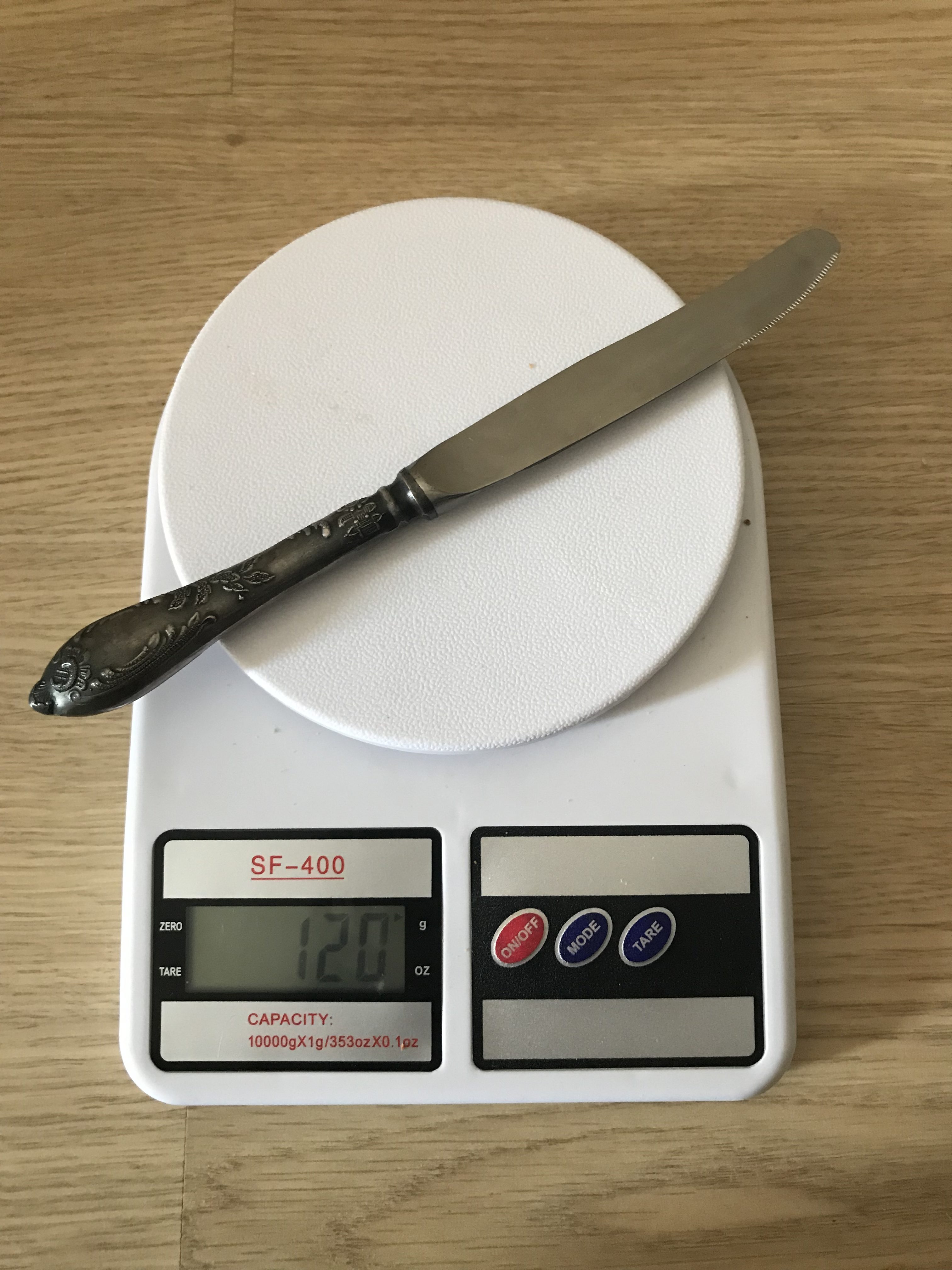 Сколько весит нож столовый?