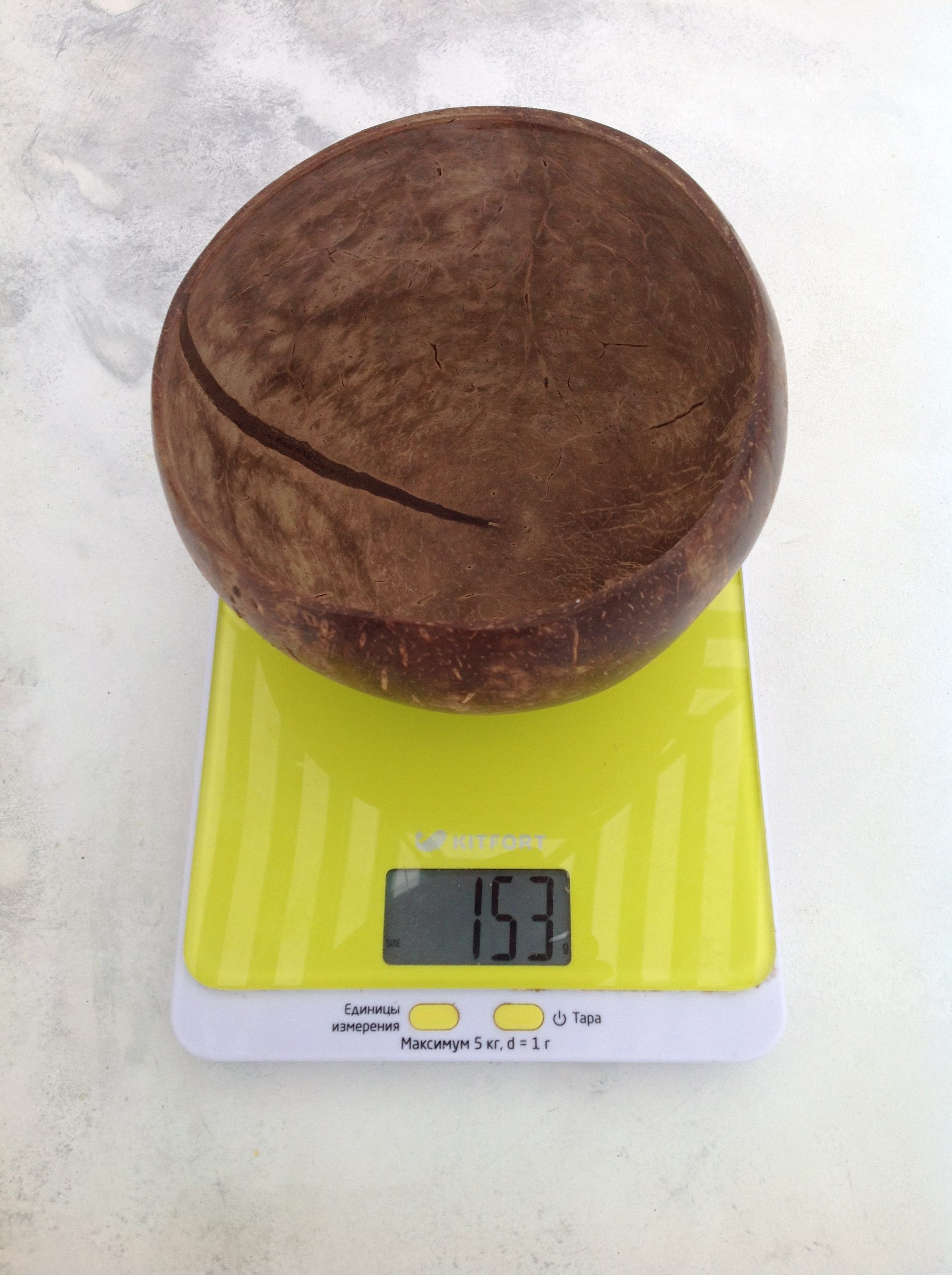 kokosriekstu krūzes svars
