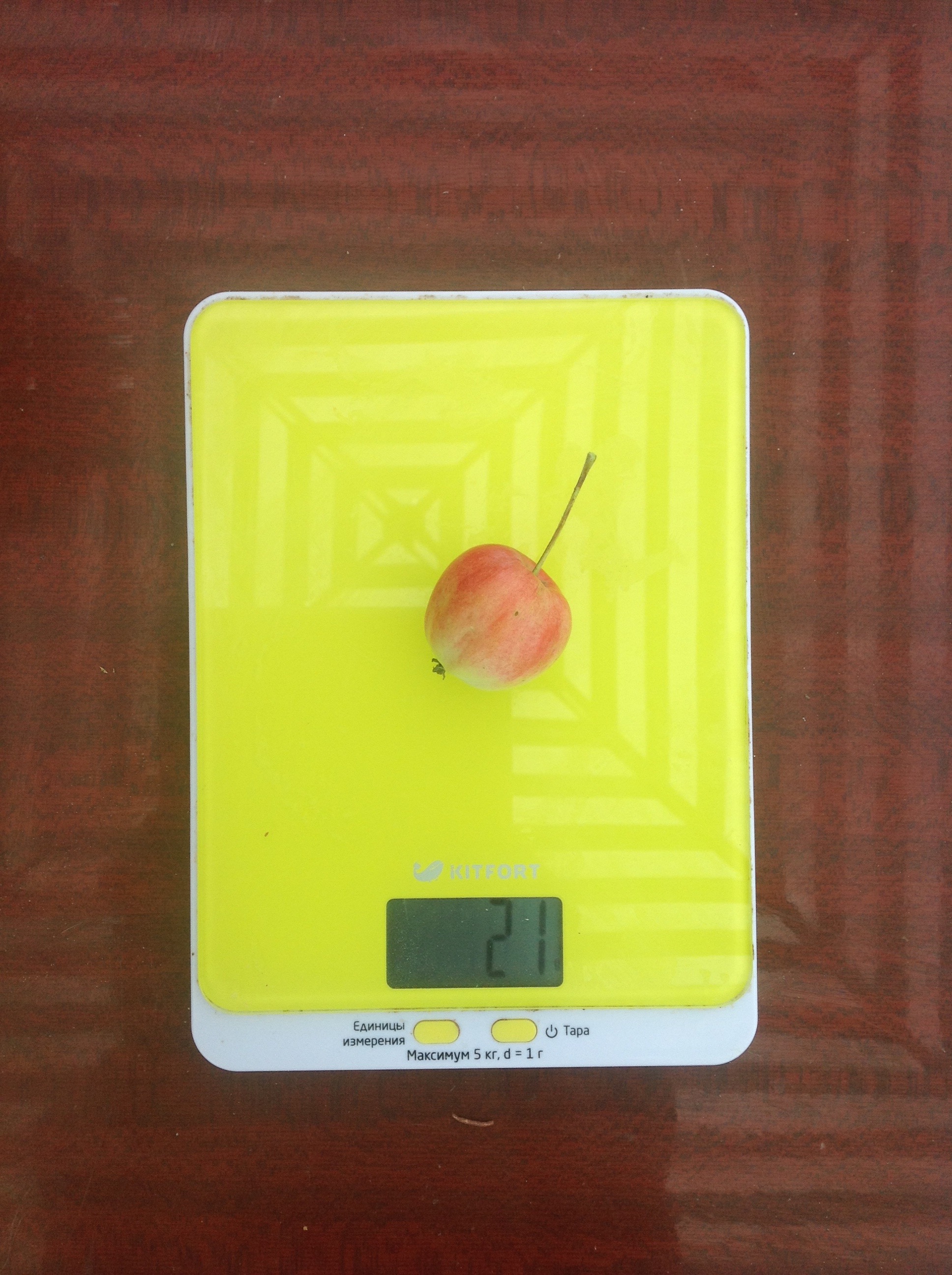теглото на малка градинска ябълка