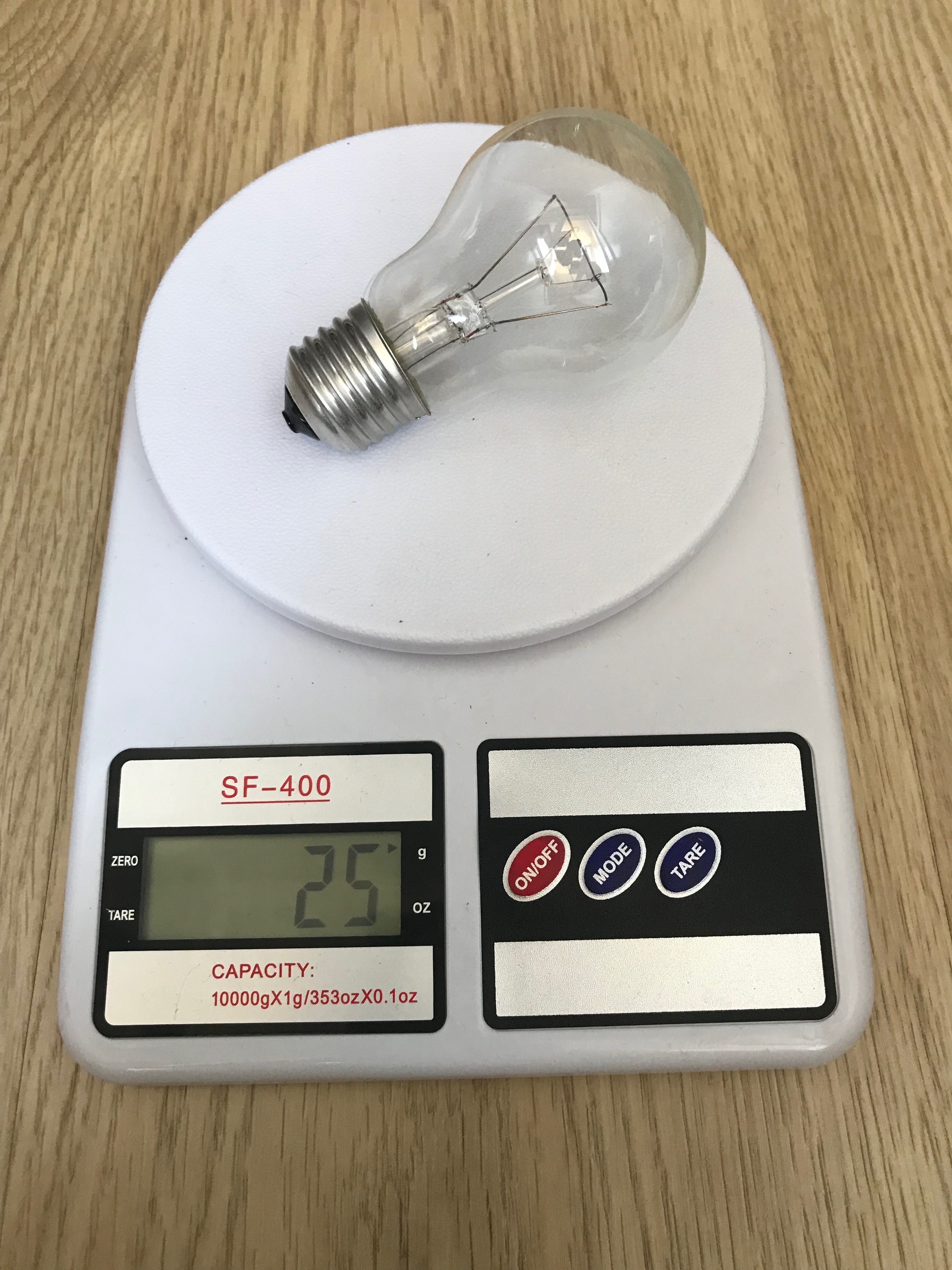 Wie viel wiegt eine Glühbirne?