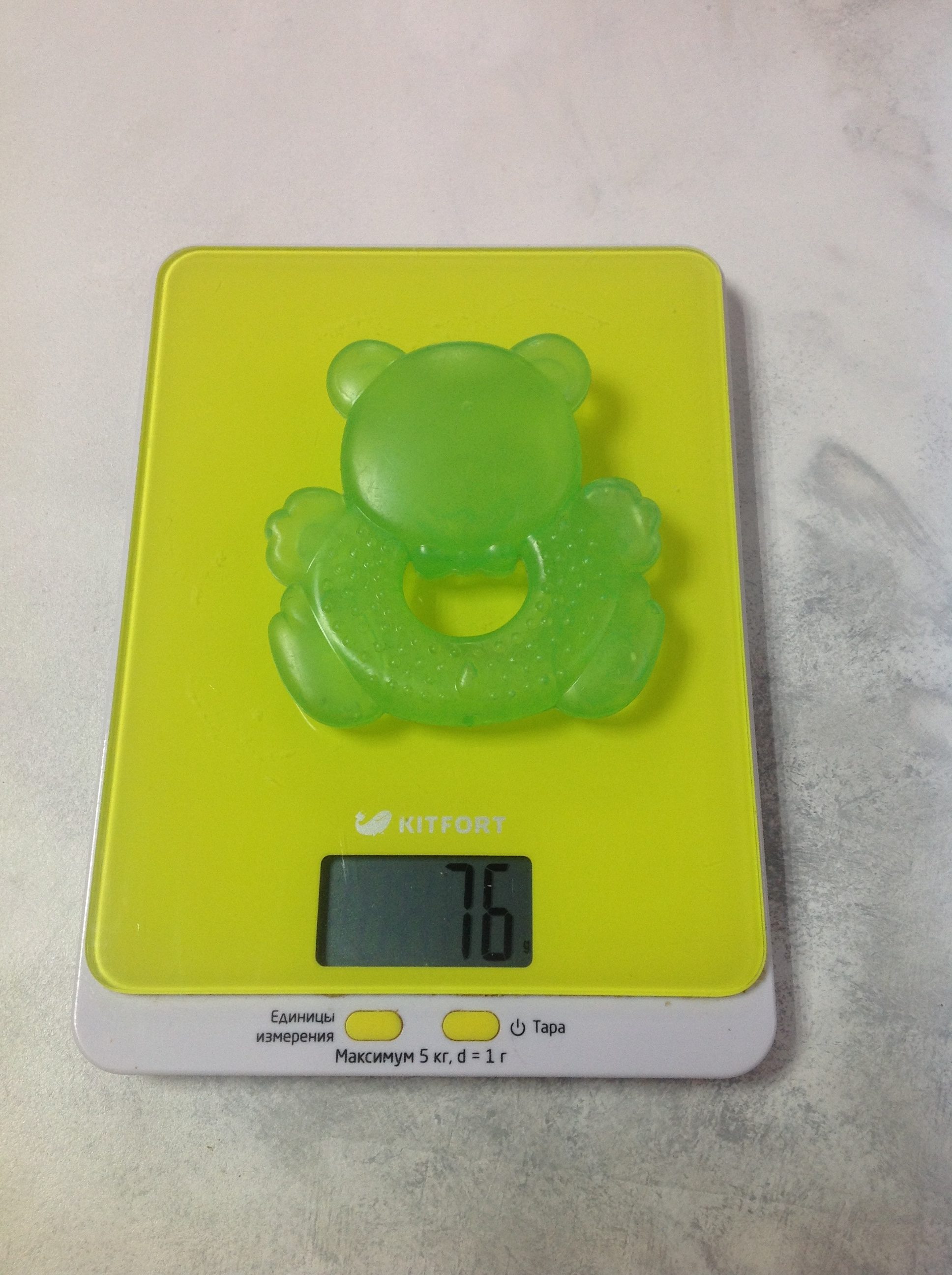 How much does a baby silicone teether with water weigh?