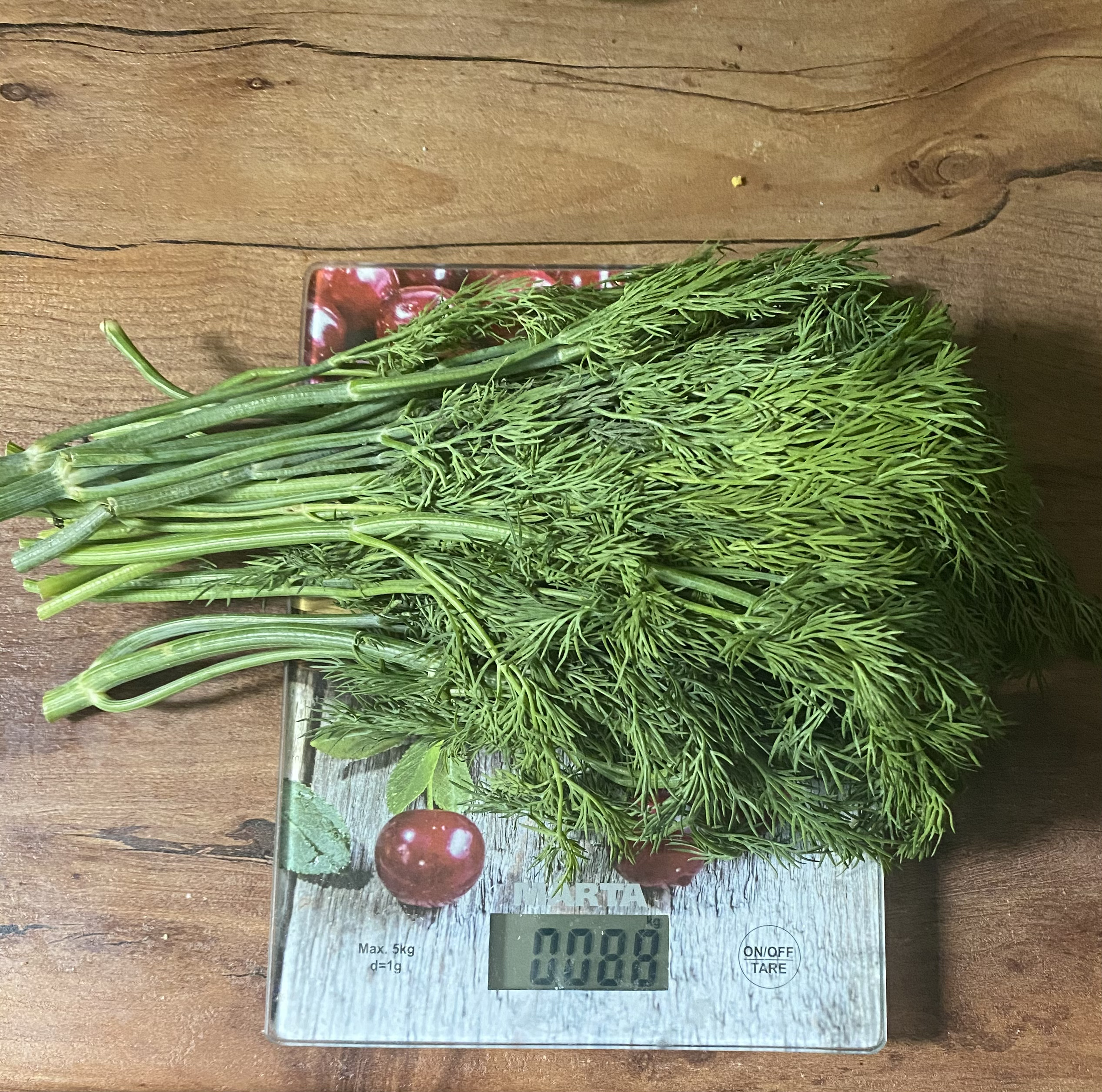 weight of a bundle of dill