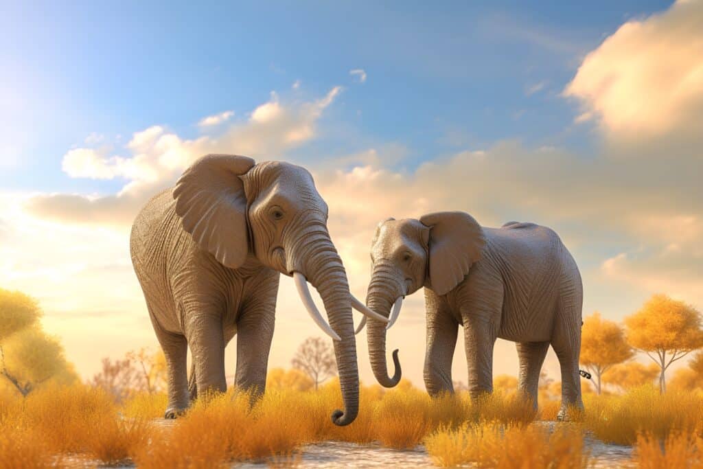2 elephants in the savannah 